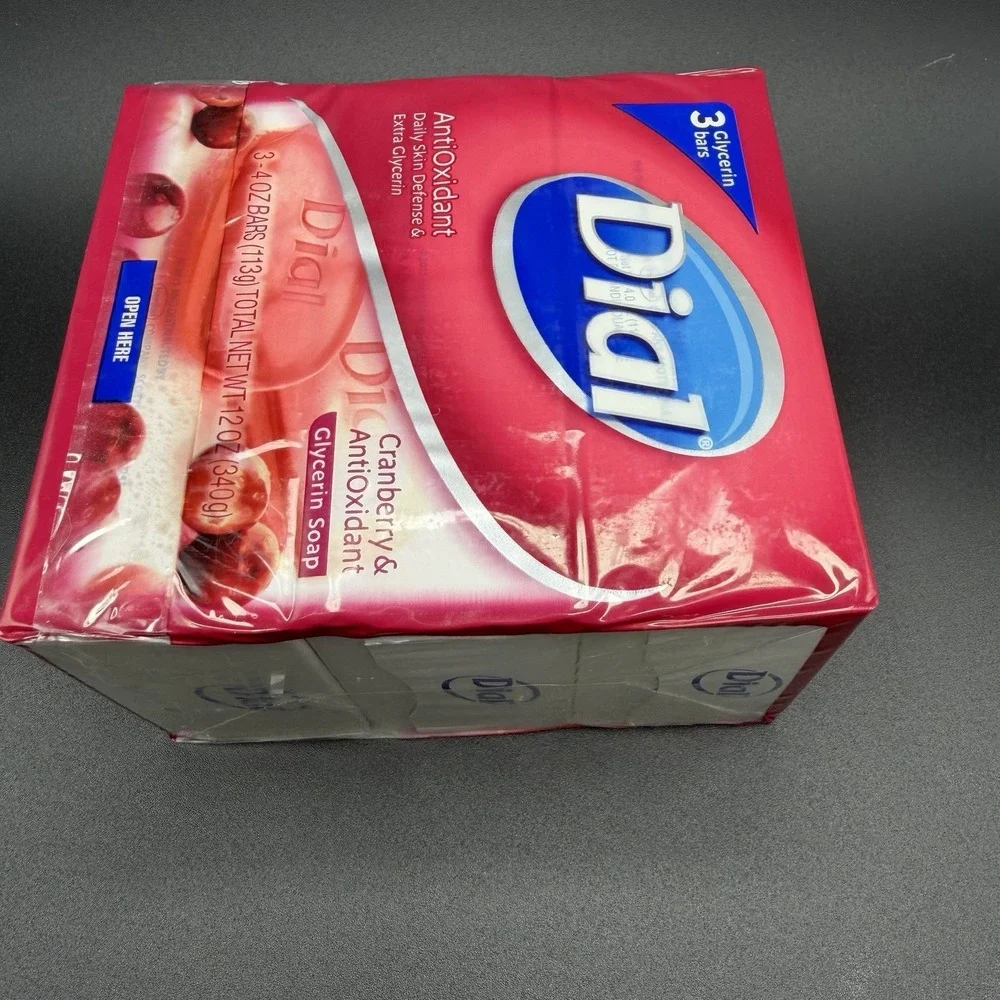 Dial Cranberry & Antioxidant Glycerin Soap 3 Bars 4oz Sealed NEW Old Stock NLA